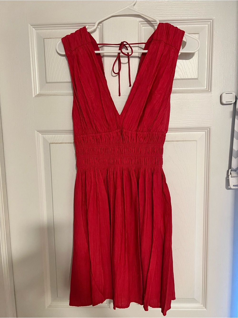 Hot pink V-Neck Sleeveless Summer Dress